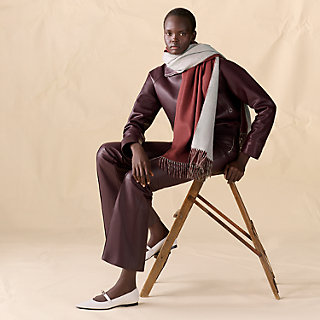 定番 HERMES カシミヤ ダブルフェイス 黒 セリエボタン 34 定番 HERMES